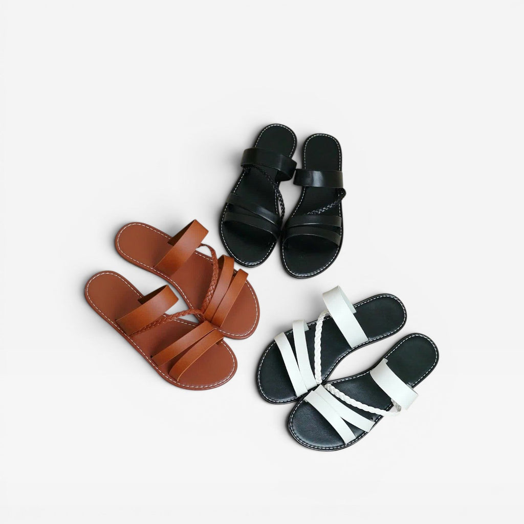 Women's Woven Braided Open-Toe Flat Sandals