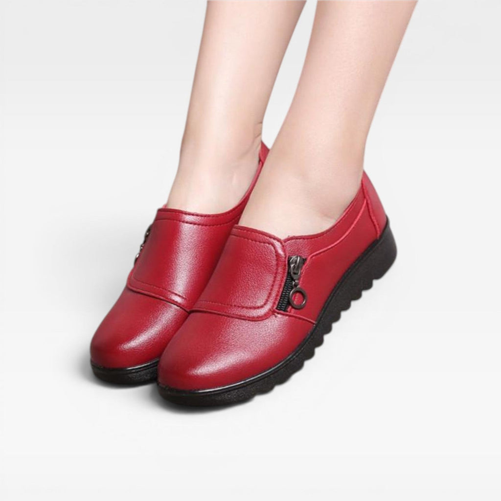 Women's Leather Loafers with Zip Detail