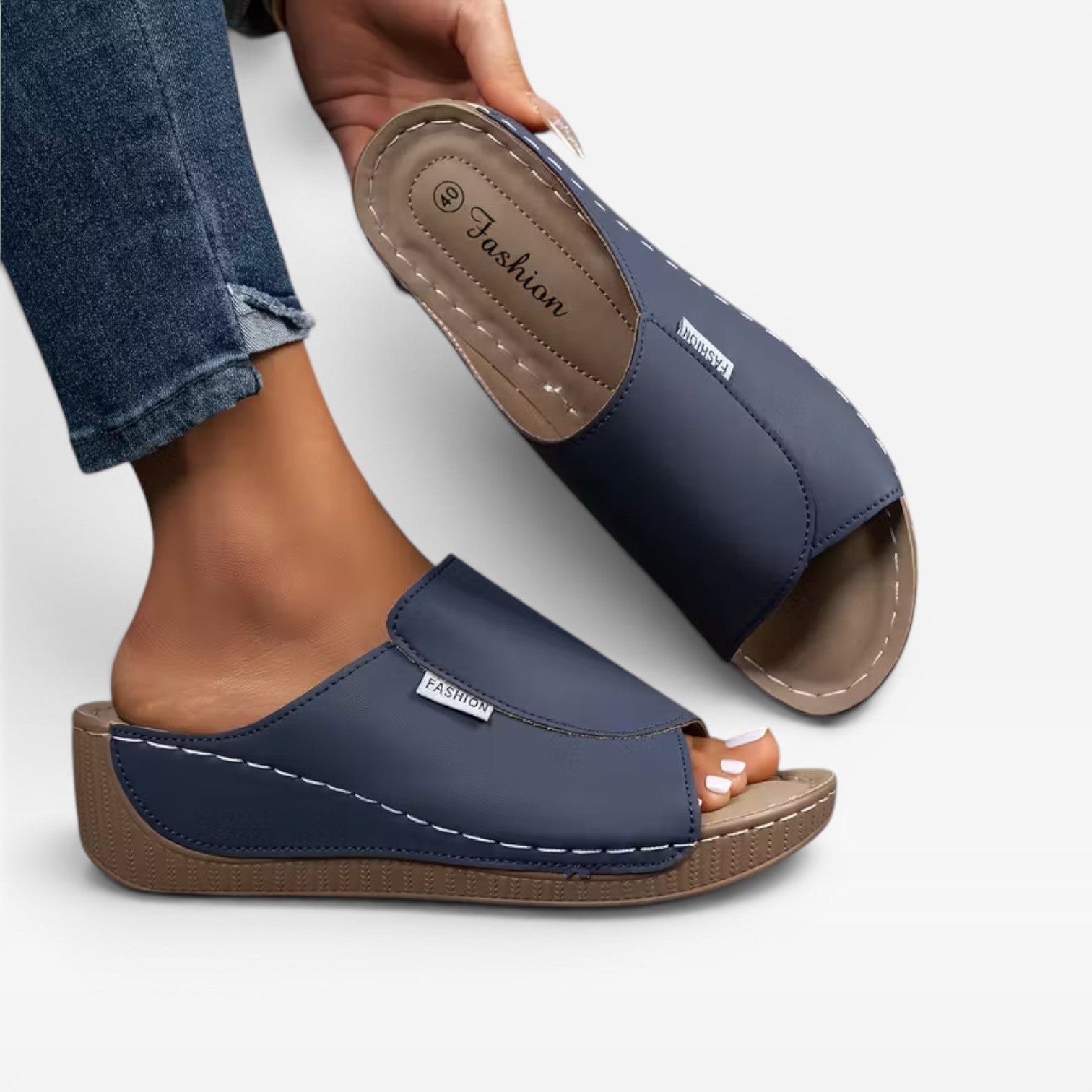 Women's Cushioned Wedge Slide Sandals