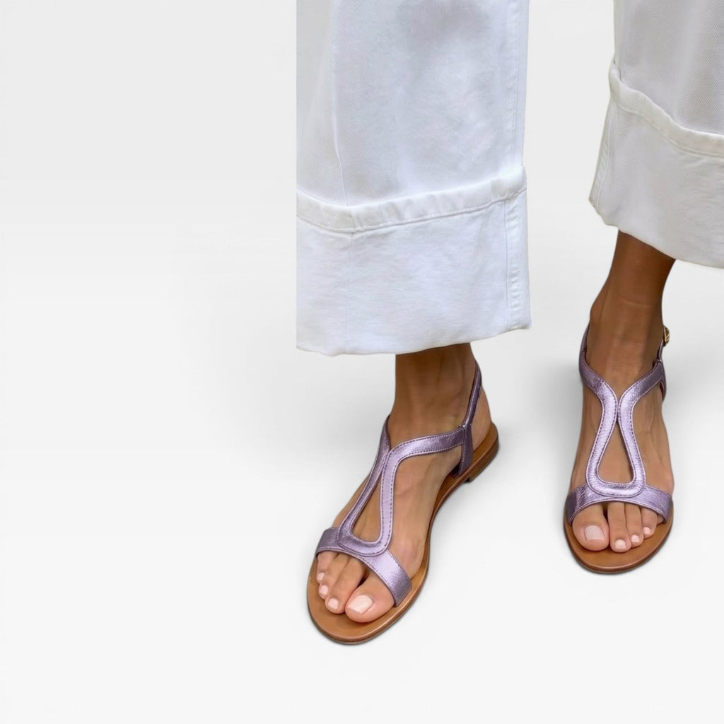 Women's Metallic Leather Sculptural-Strap Flats