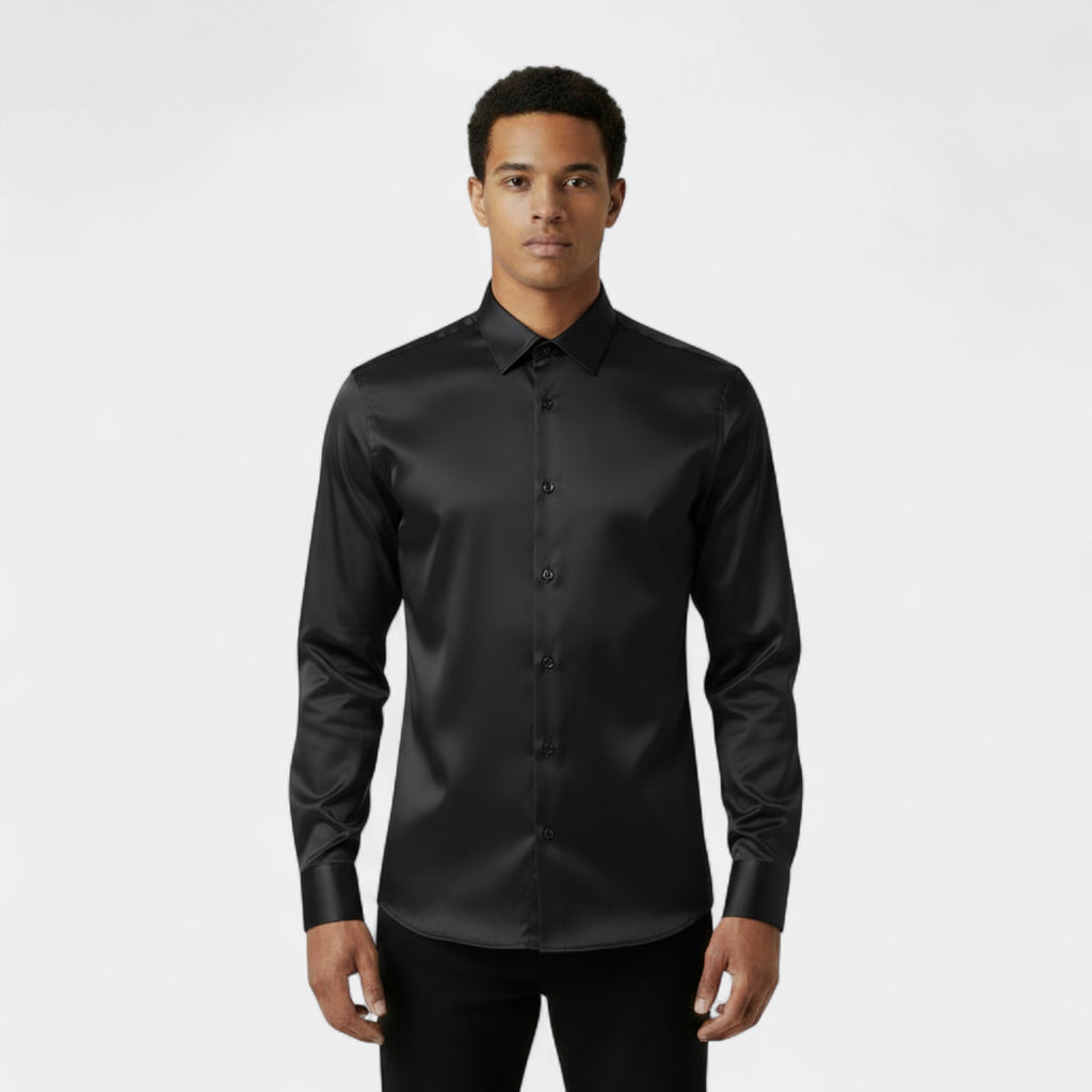 Slim Fit Cotton Blend Button-Down Dress Shirt for Men