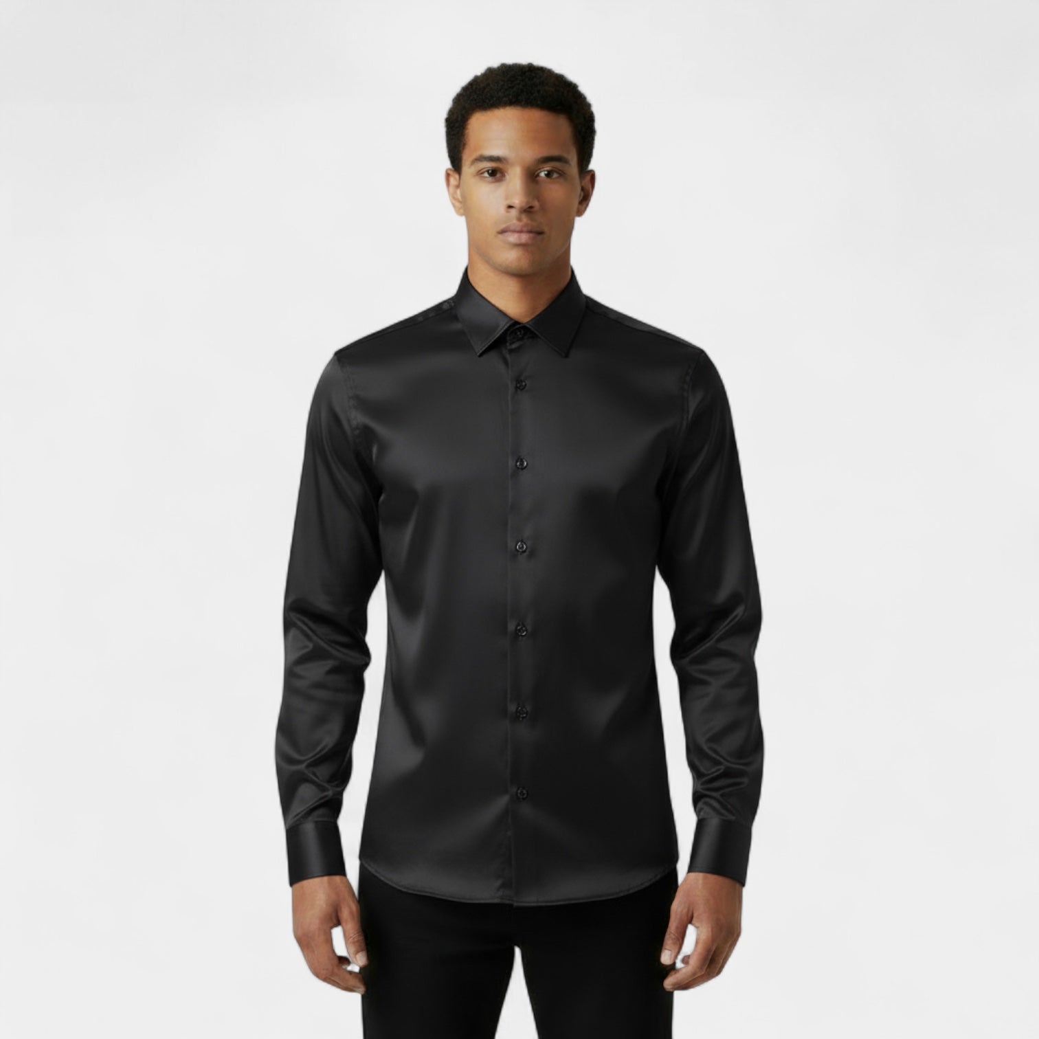 Slim Fit Cotton Blend Button-Down Dress Shirt for Men