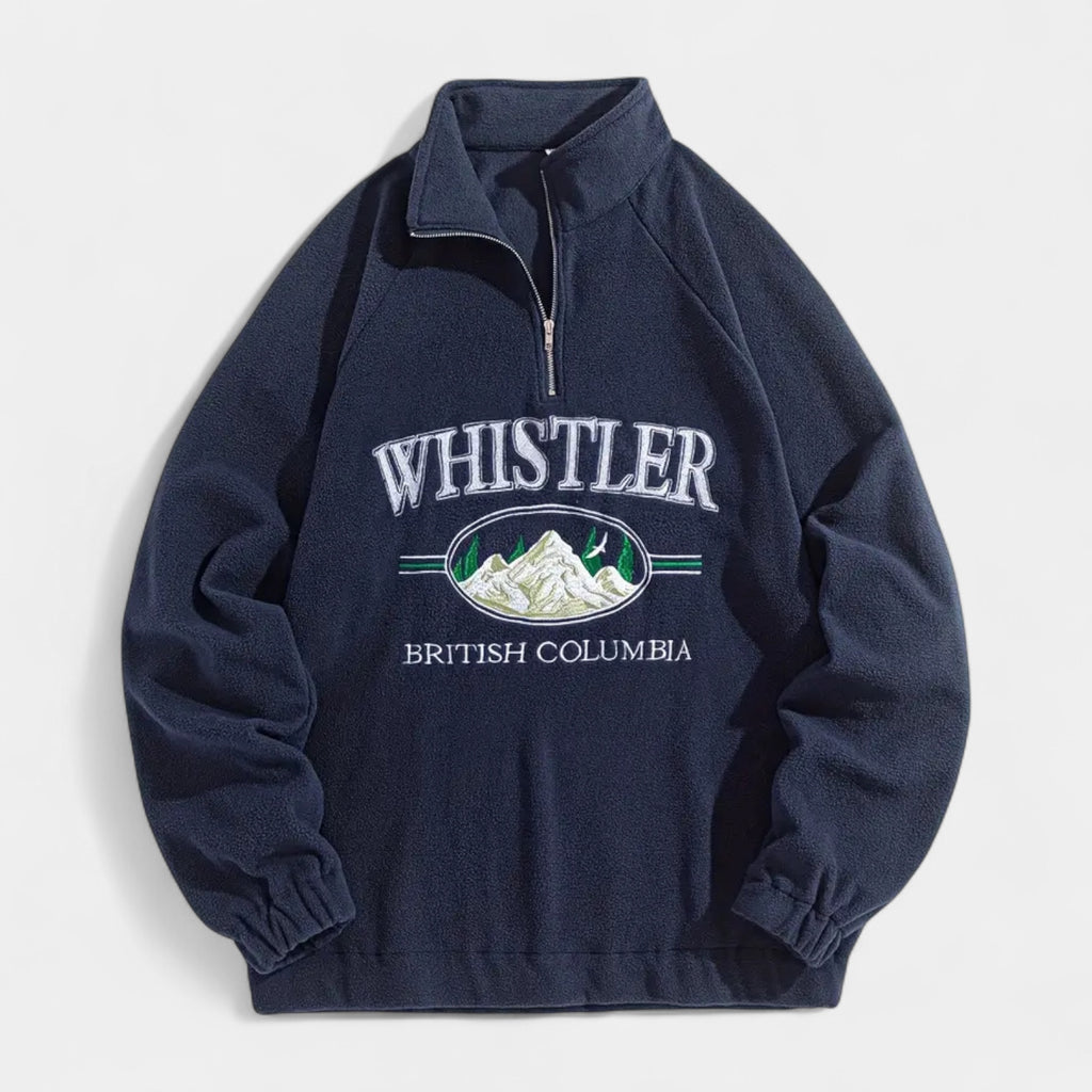 Fleece Half-Zip Pullover Embroidered Relaxed Fit for Men