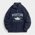 Fleece Half-Zip Pullover Embroidered Relaxed Fit for Men
