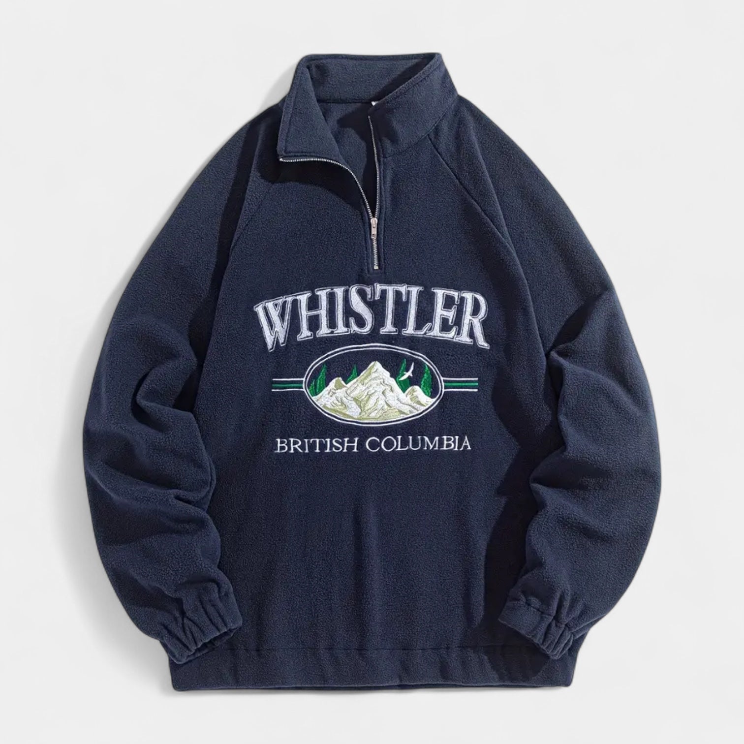 Fleece Half-Zip Pullover Embroidered Relaxed Fit for Men