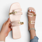 Women's Flat Slide Sandals with Square Toe