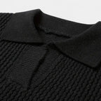 Textured Knit Polo Sweater Relaxed Fit for Men