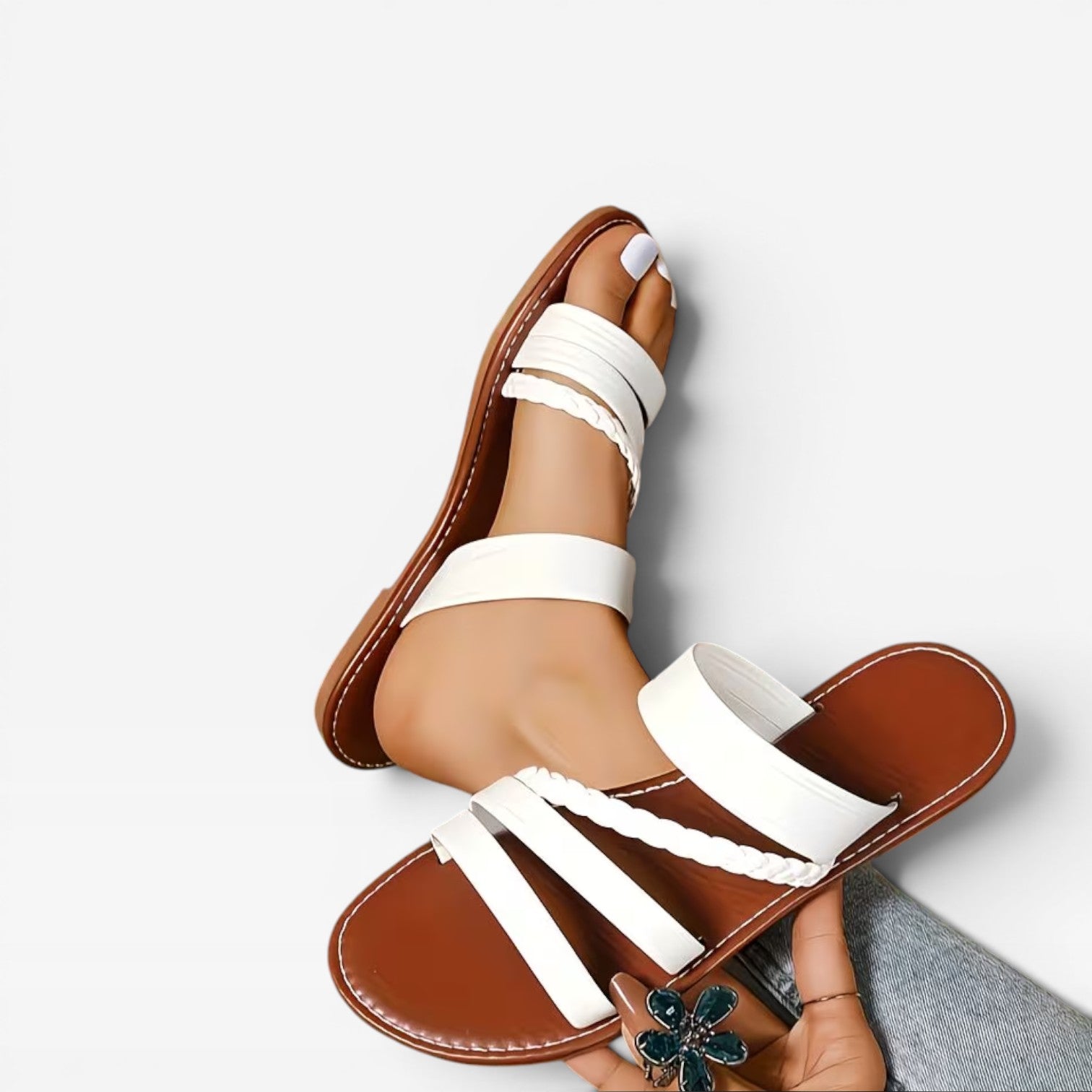 Women's Woven Braided Open-Toe Flat Sandals
