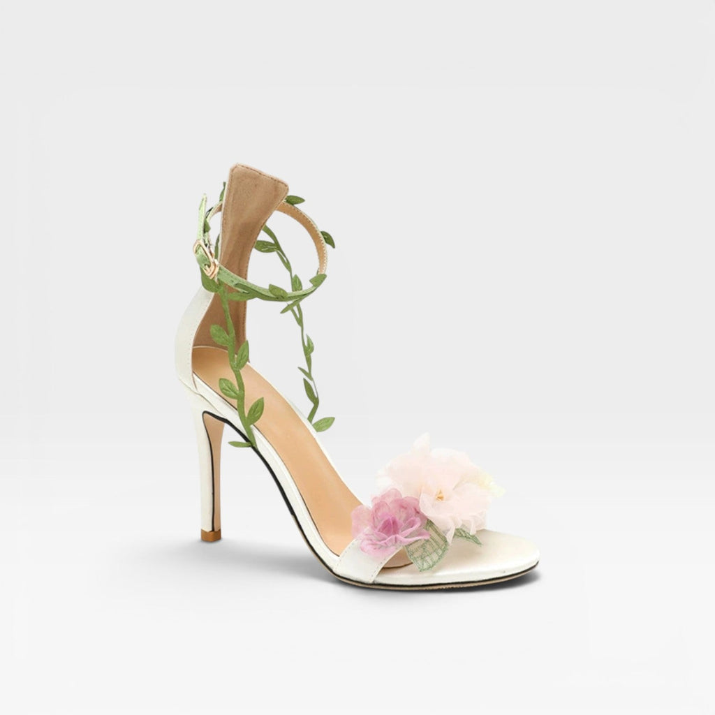 Women's Sheepskin Crystal Ankle Wrap Sandals