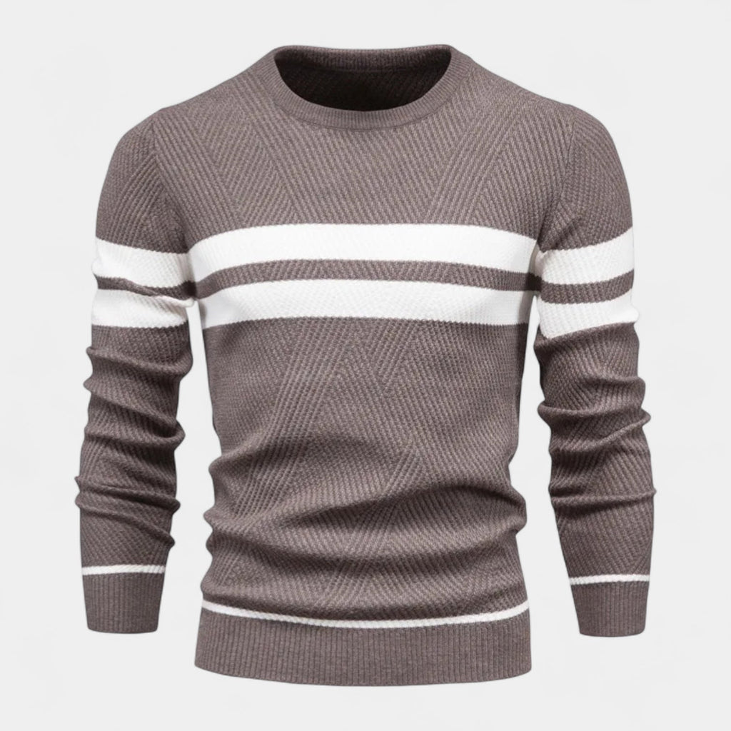 Striped Crewneck Pullover Sweater Slim Fit for Men