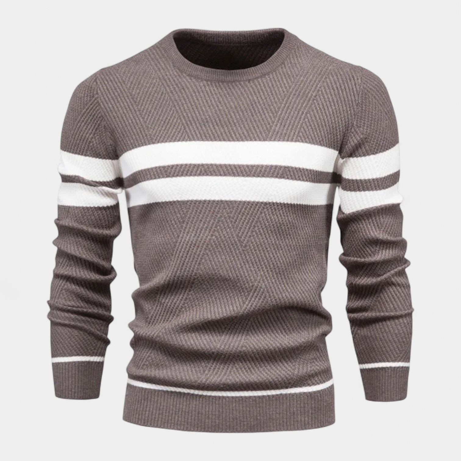 Striped Crewneck Pullover Sweater Slim Fit for Men