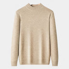 Merino Blend Half-Turtleneck Pullover Ribbed Knit for Men