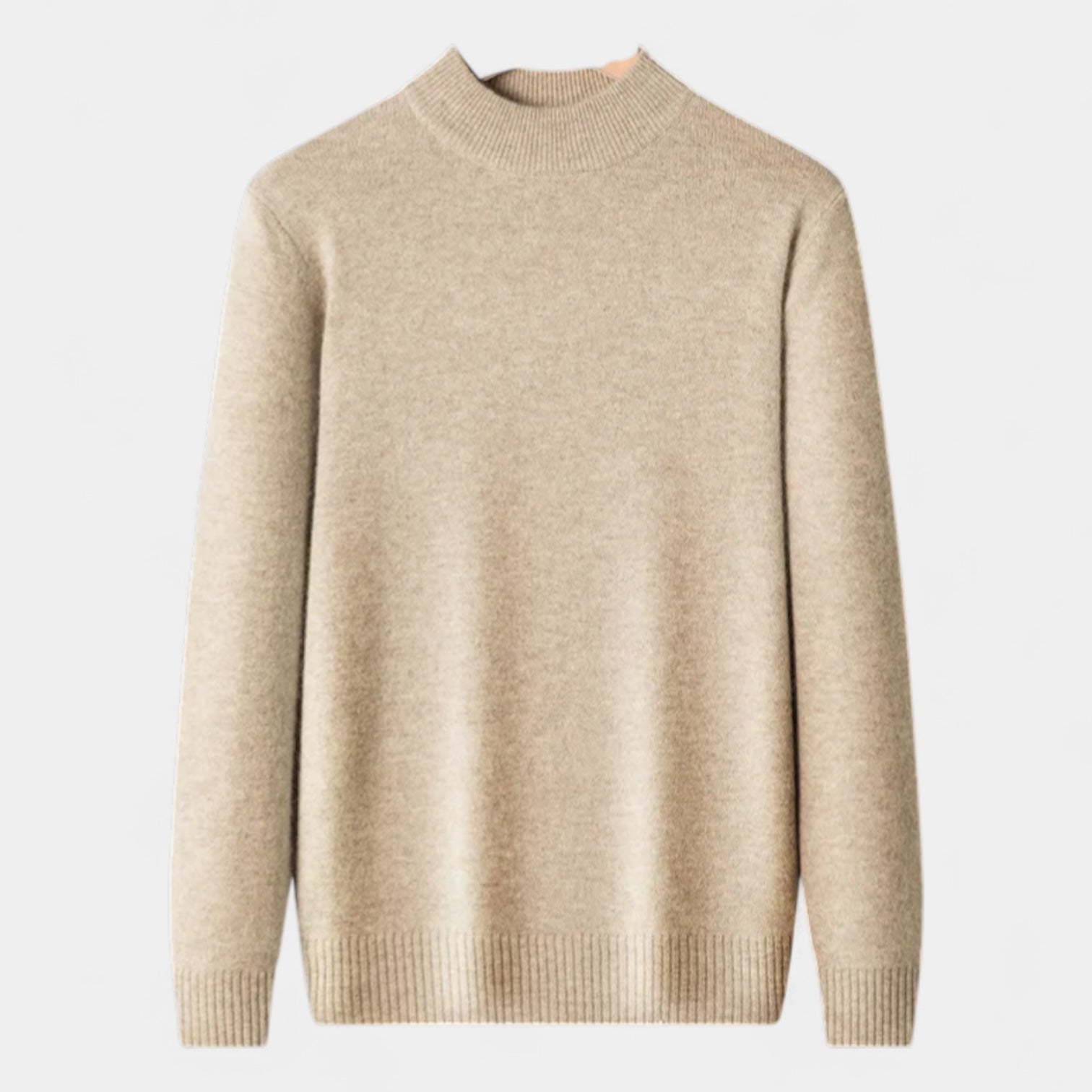Merino Blend Half-Turtleneck Pullover Ribbed Knit for Men