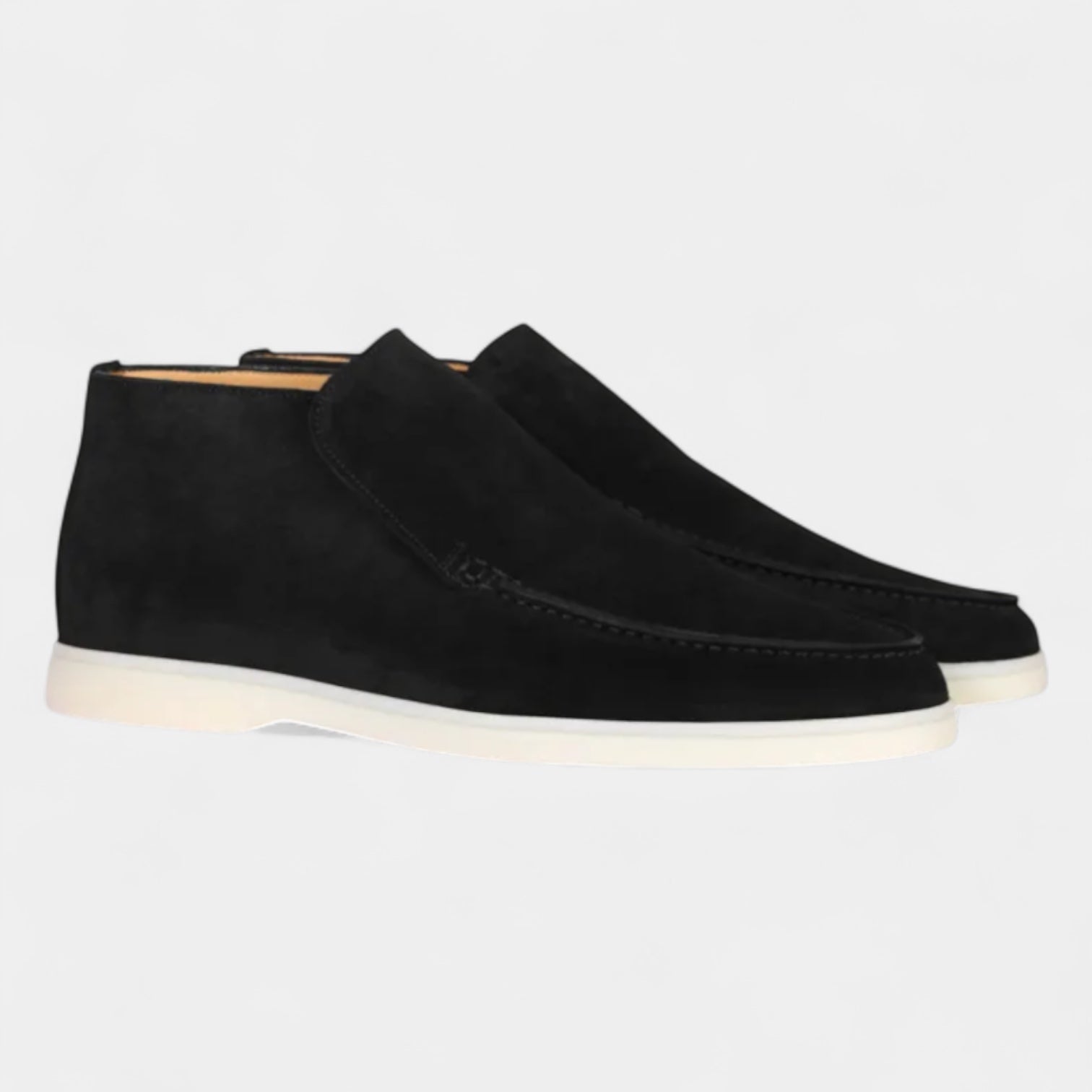 Suede High-Top Loafers Slip-On Rubber Sole for Men