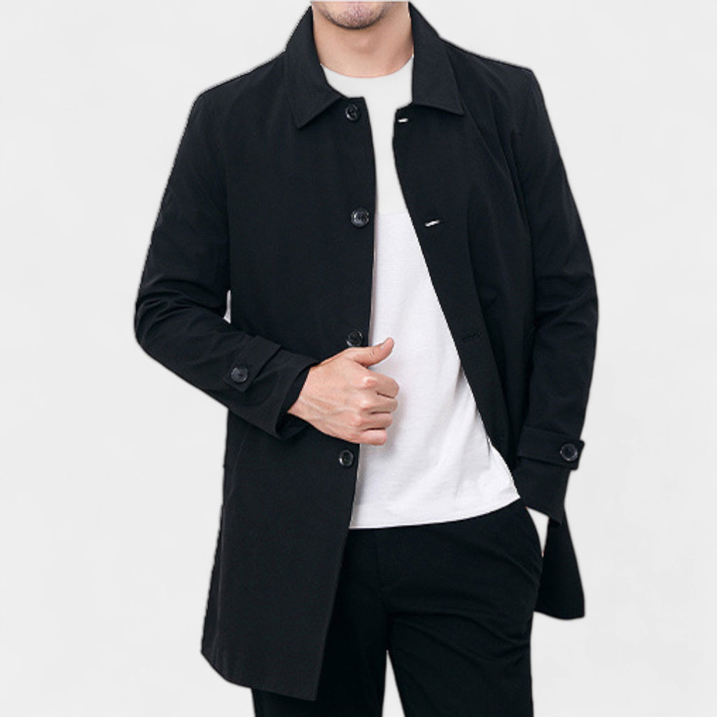 Waterproof Trench Coat Regular Fit Mid-Length for Men