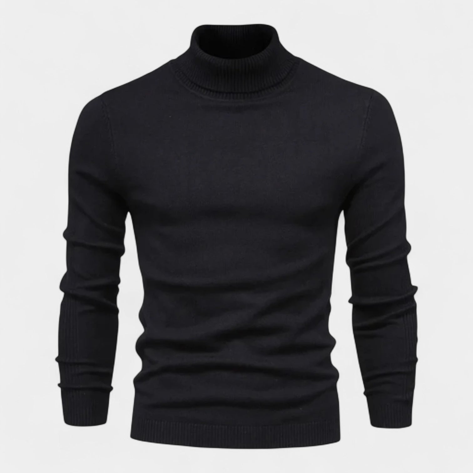 Ribbed Turtleneck Sweater Slim Fit Knit for Men