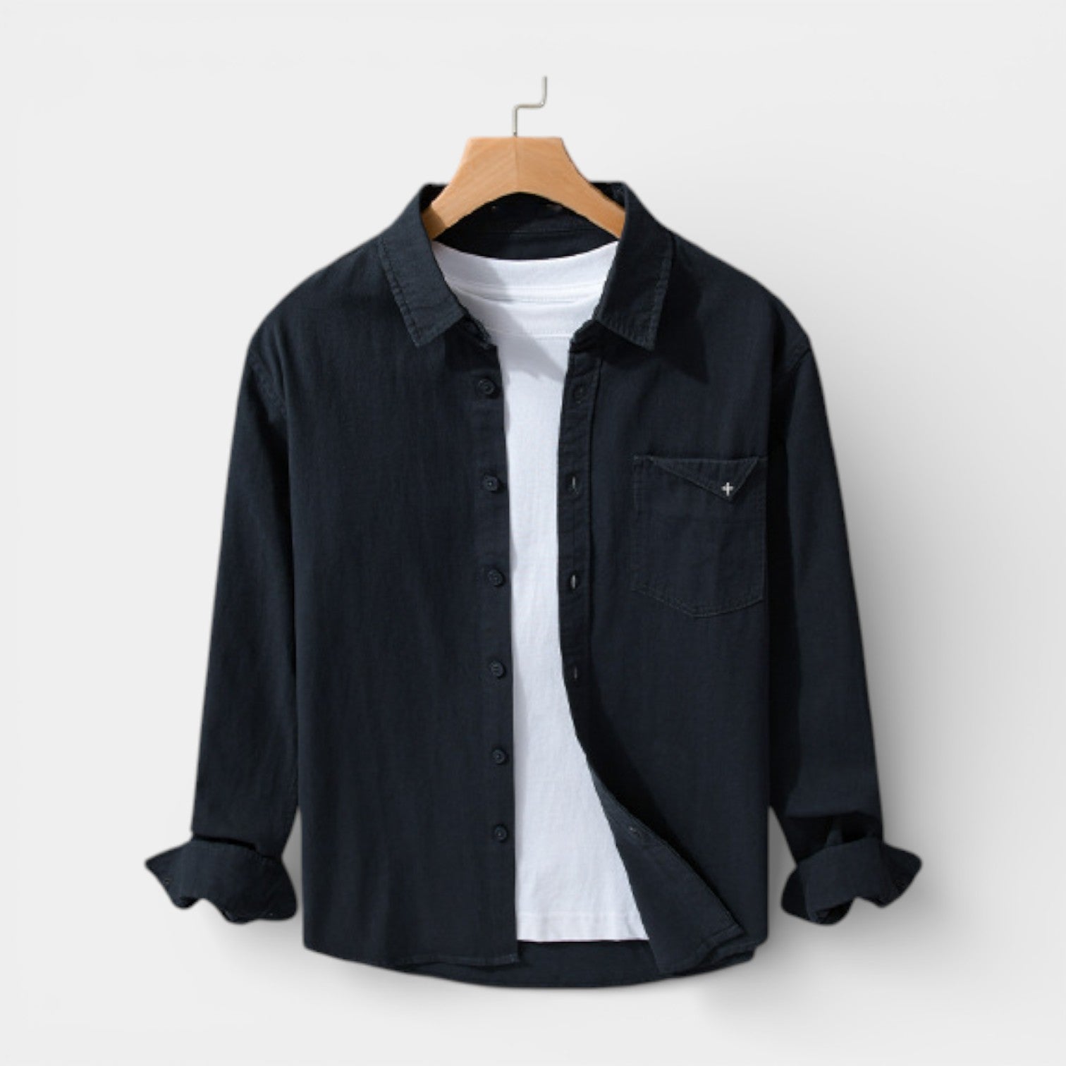 Long Sleeve Button-Down Shirt Relaxed Fit for Men
