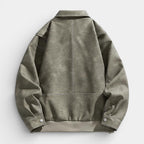 Collared Zip Jacket Suede-Touch Relaxed Fit for Men