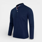 Long Sleeve Henley Shirt Band Collar Regular Fit for Men