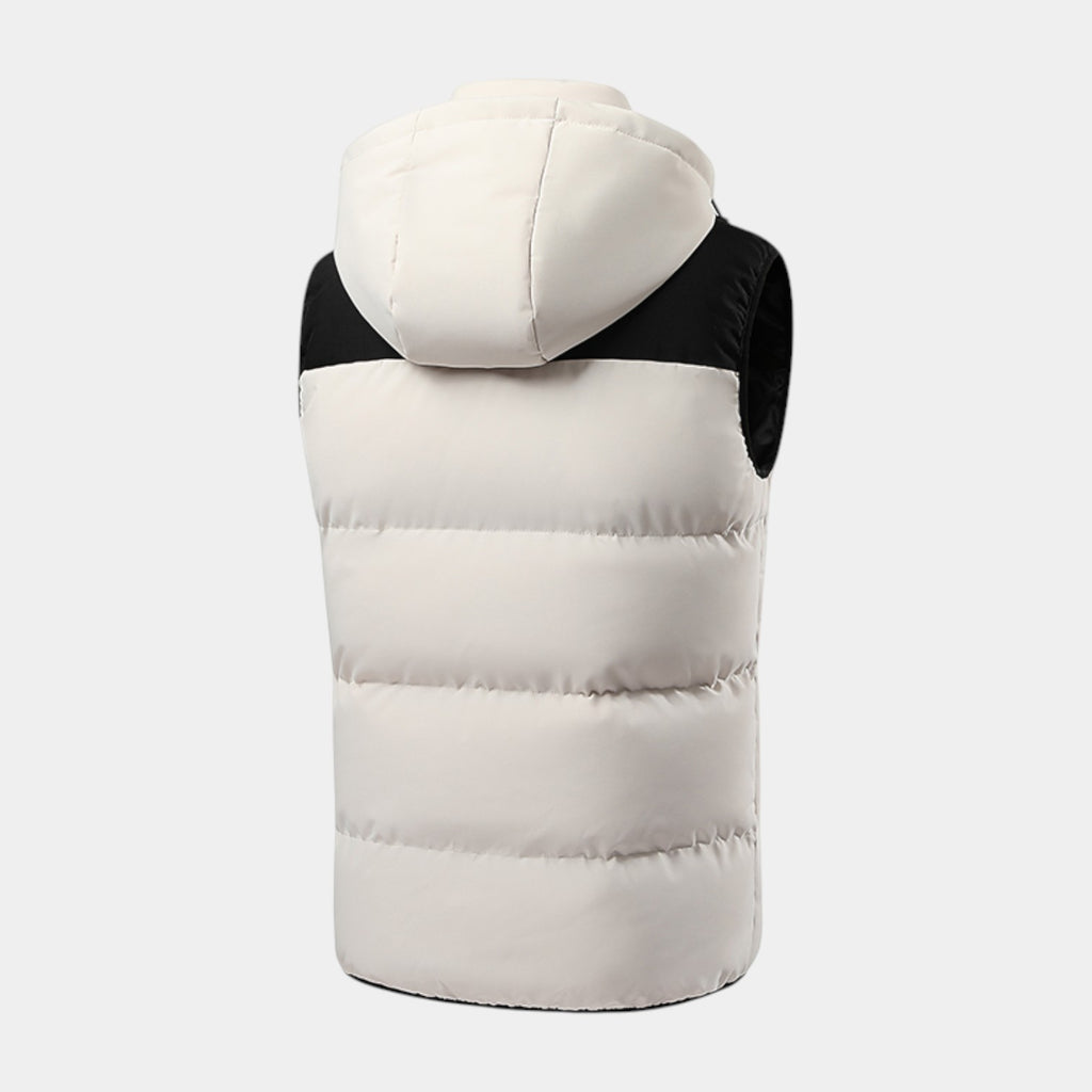Hooded Puffer Vest Quilted Zip-Up Regular Fit for Men