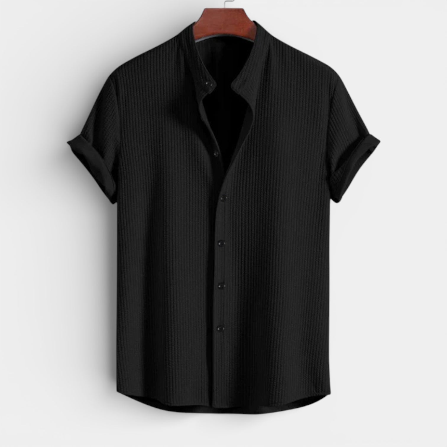 Textured Short Sleeve Button-Up Shirt Regular Fit for Men