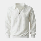 Quarter-Zip Textured Cable Knit Pullover for Men