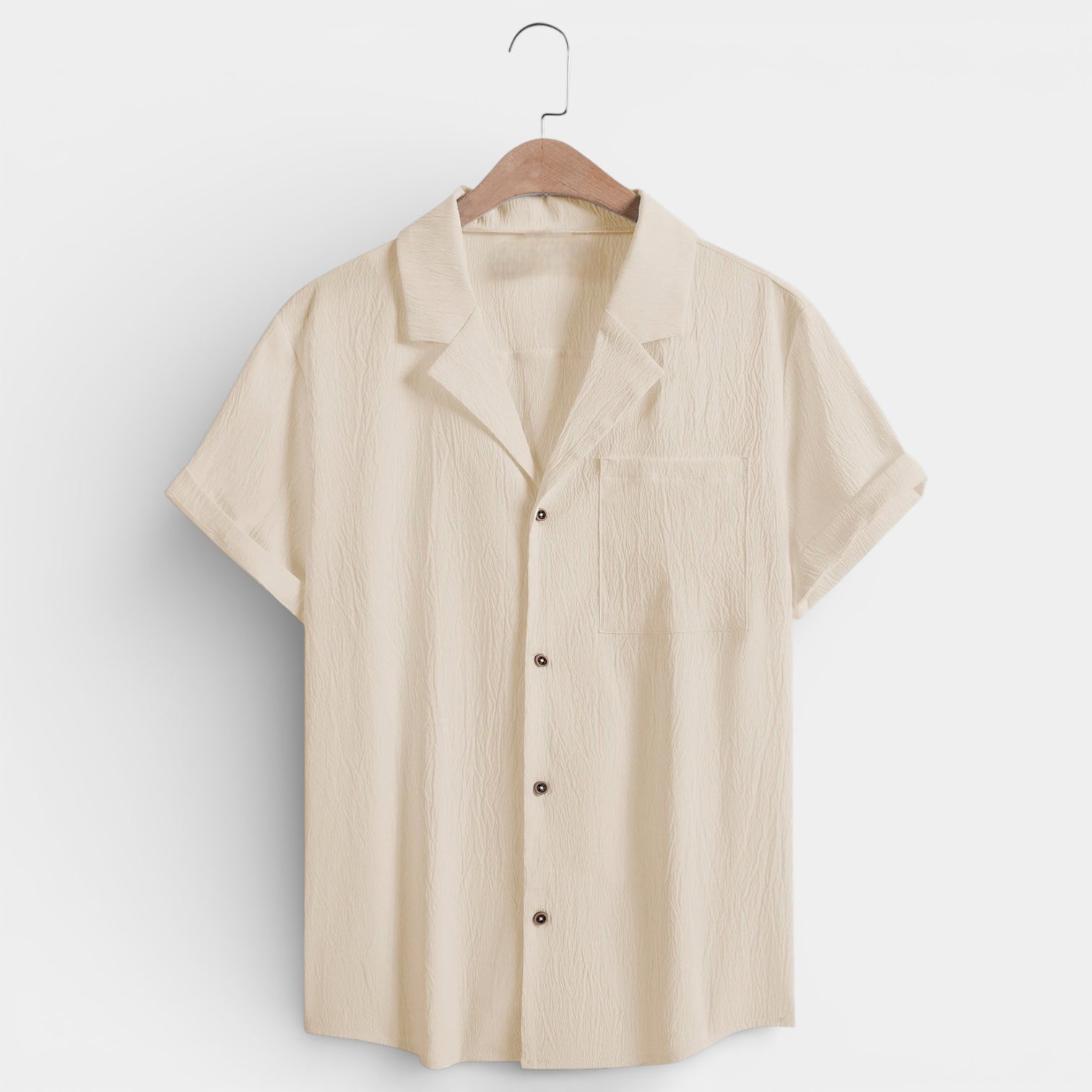 Short Sleeve Button-Up Textured Shirt Regular Fit for Men
