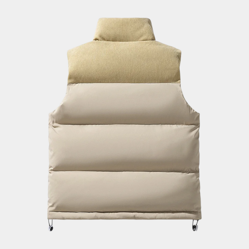 Quilted Puffer Vest Full-Zip Stand Collar for Men