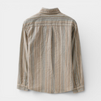 Vertical Stripe Button-Up Shirt Long Sleeve for Men