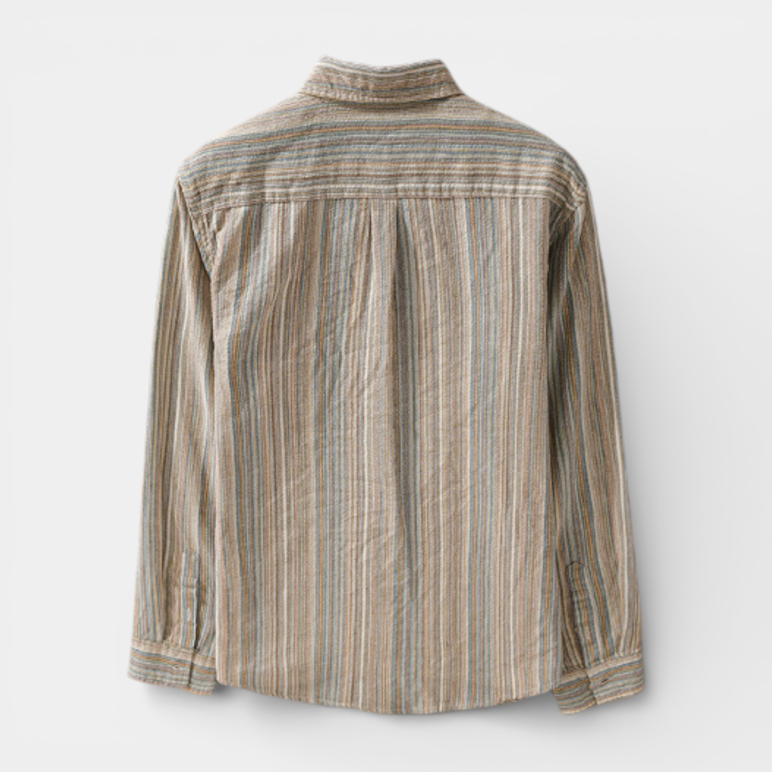 Vertical Stripe Button-Up Shirt Long Sleeve for Men