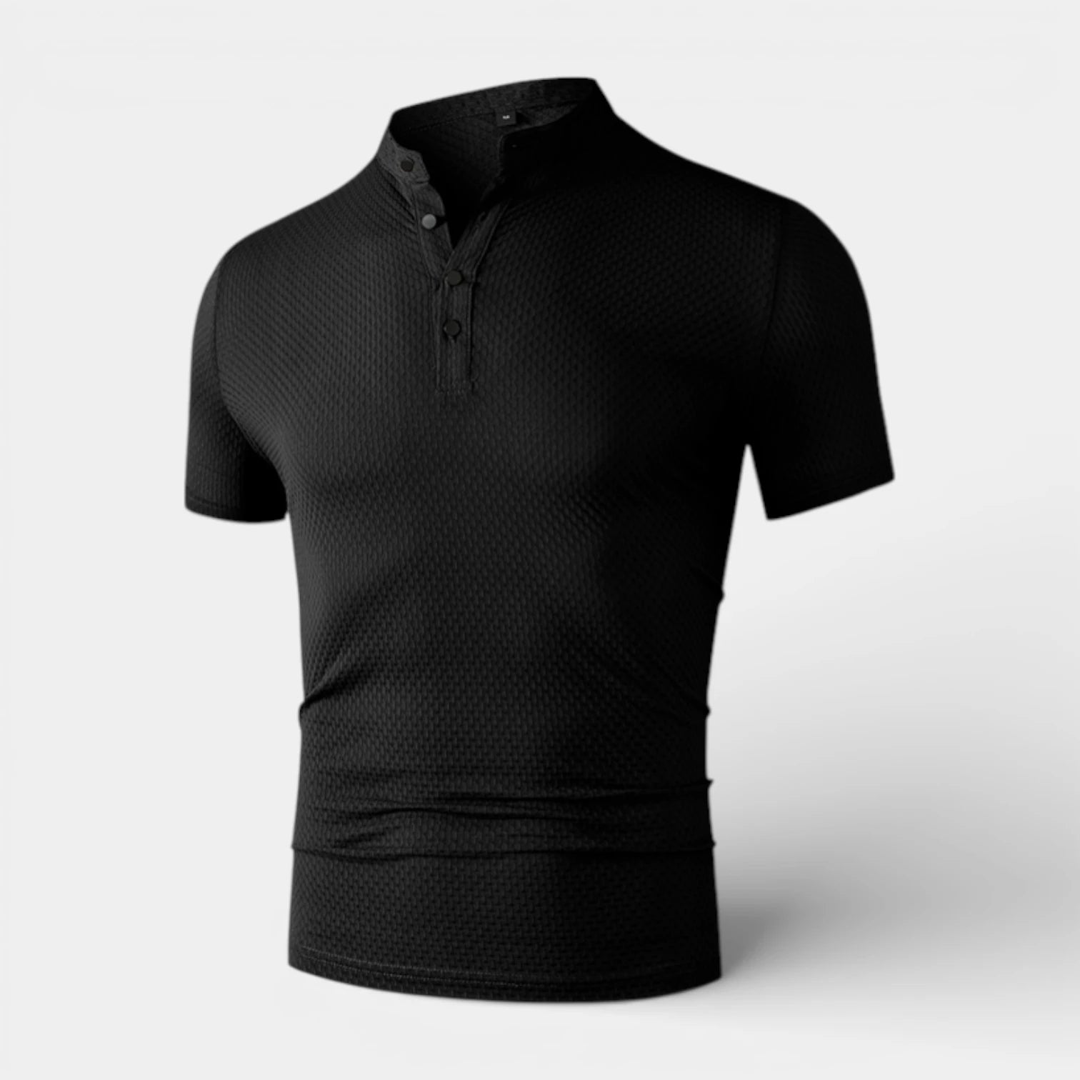 Stand Collar Henley Shirt Short Sleeve for Men