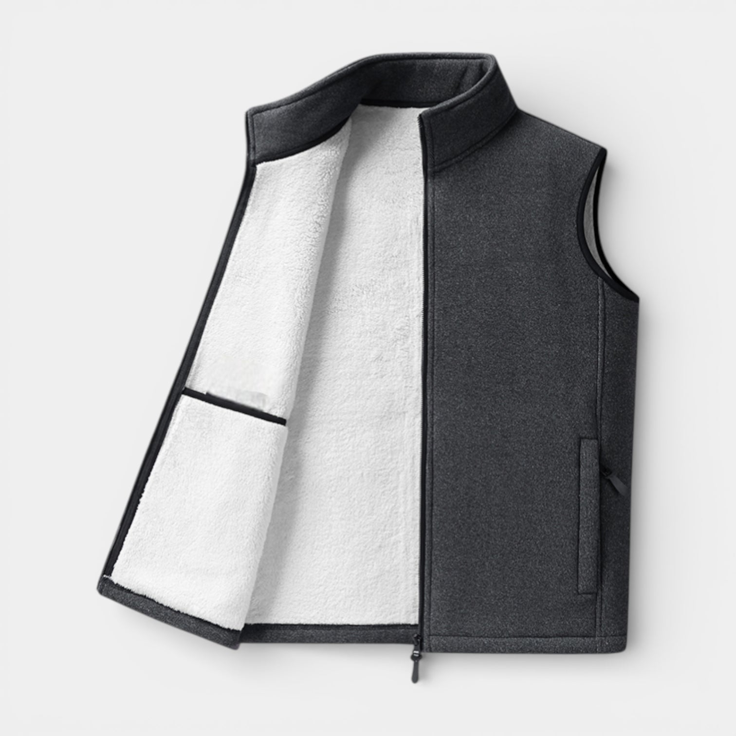 Zip-Up Stand Collar Textured Vest Regular Fit for Men