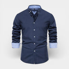 Long Sleeve Button-Up Shirt Contrast Cuff for Men