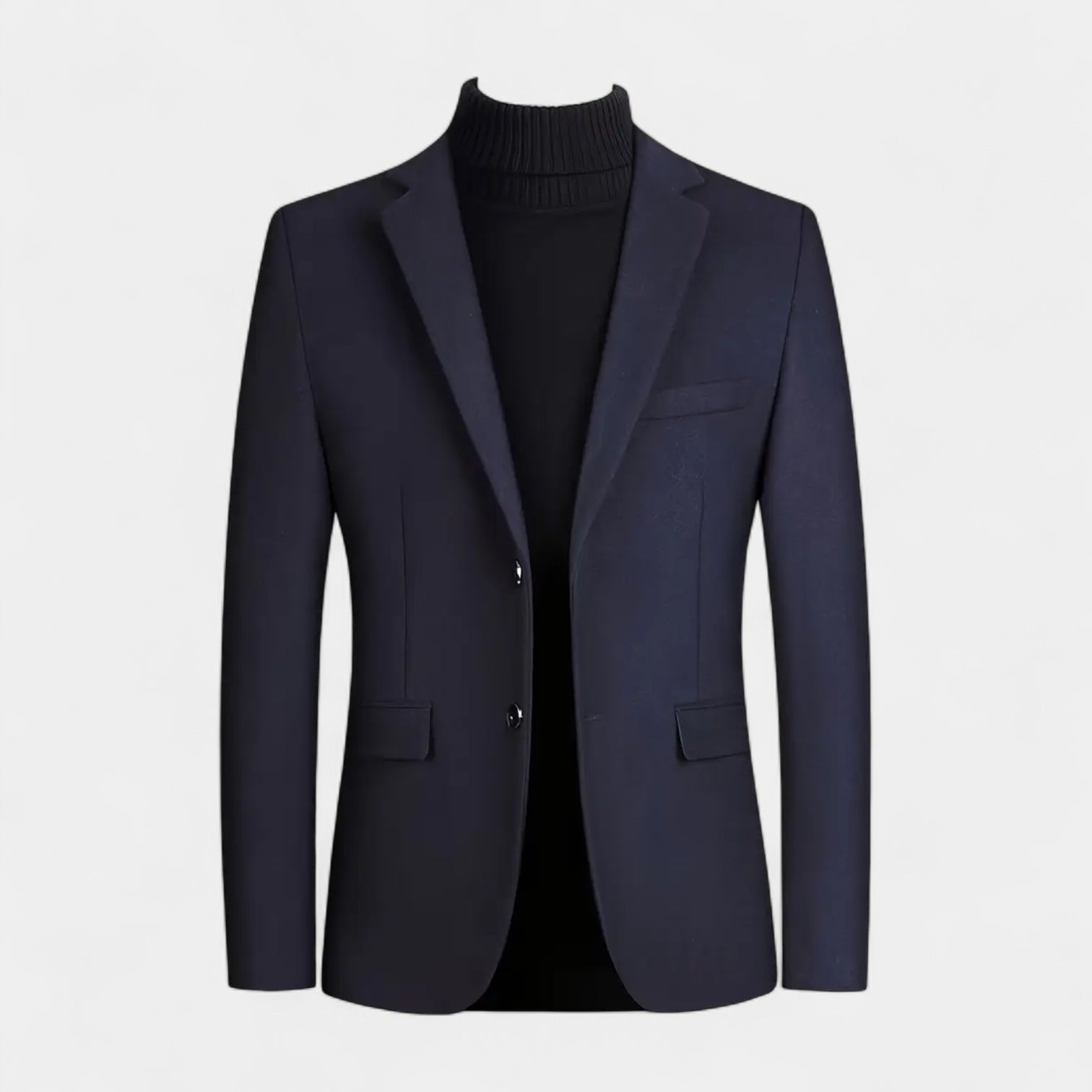 Wool Blend Notch Lapel Blazer Two-Button for Men