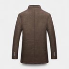 Wool-Blend Trench Coat Stand Collar Tailored Fit for Men