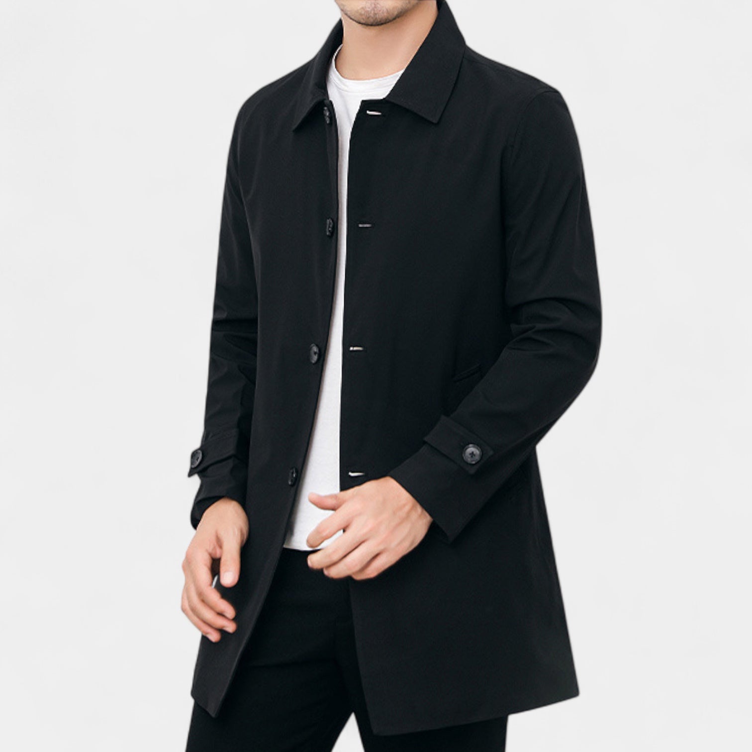Waterproof Trench Coat Regular Fit Mid-Length for Men