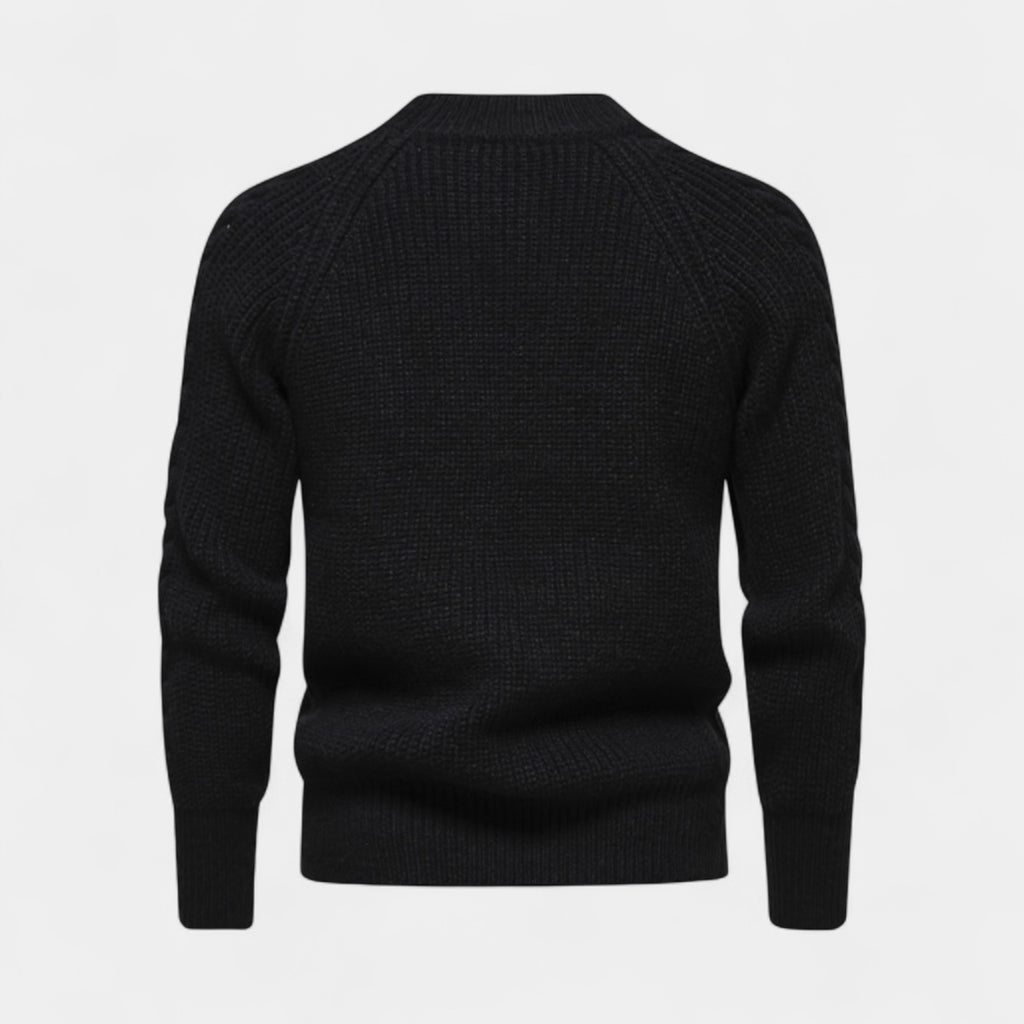 Chunky Knit Wool Blend Crewneck Sweater for Men