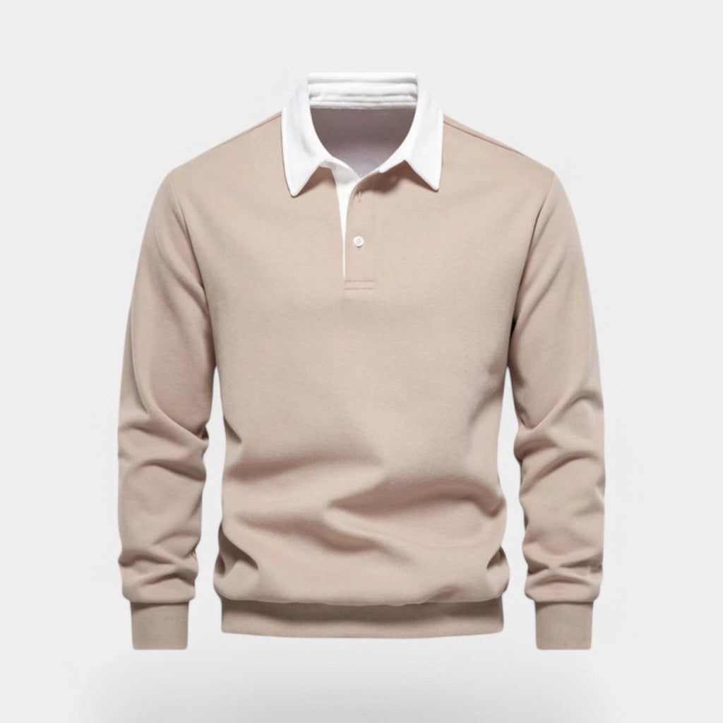 Dress Collar Polo Sweatshirt Cotton Pullover for Men