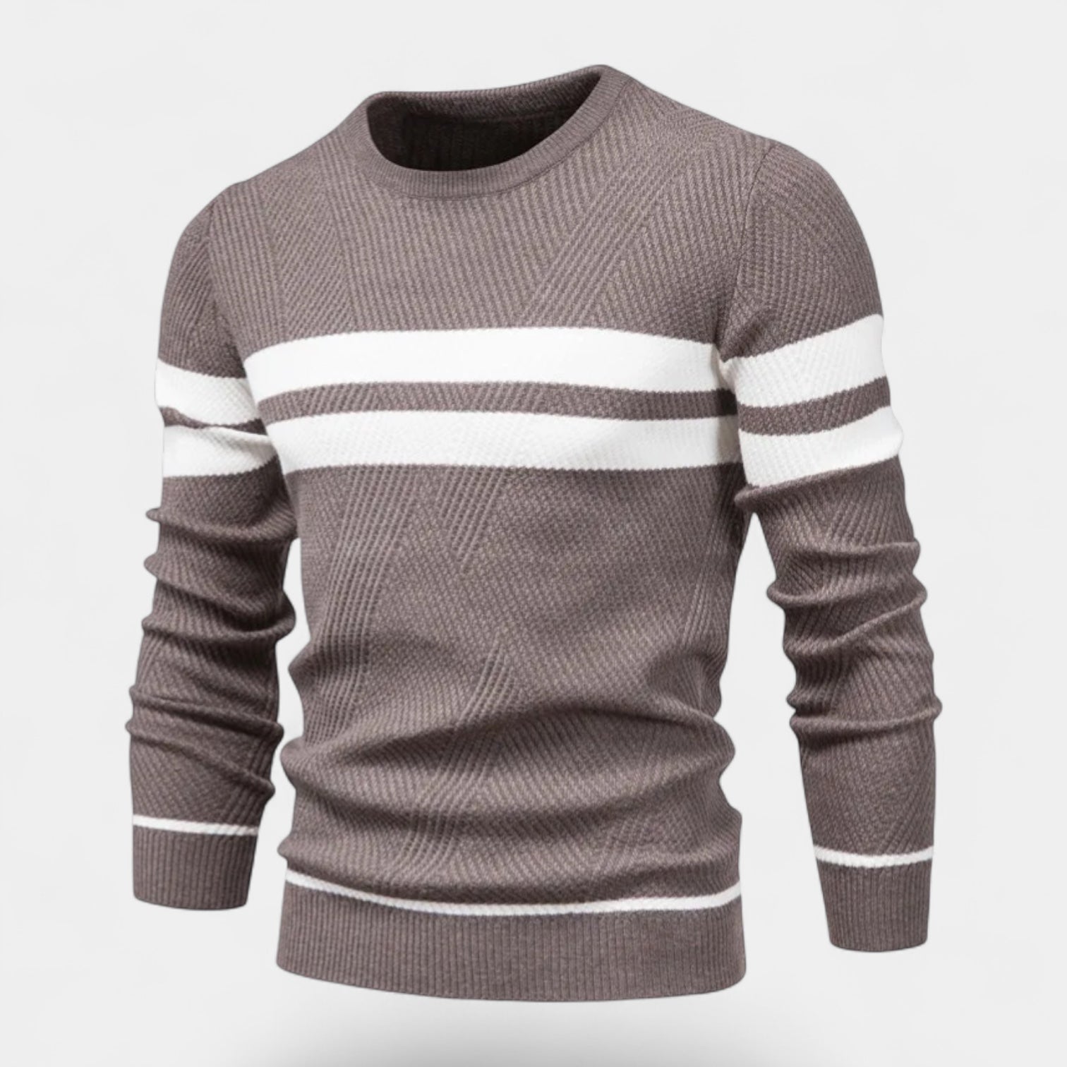 Striped Crewneck Pullover Sweater Slim Fit for Men