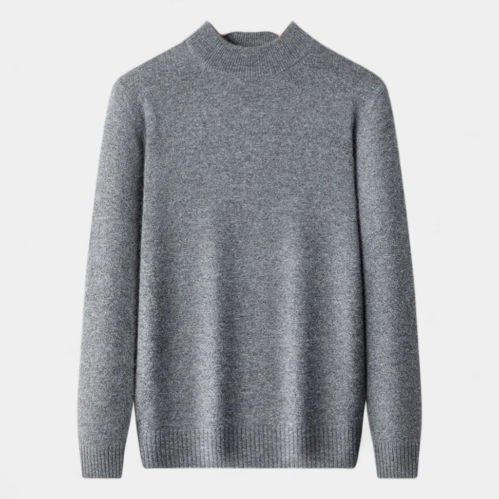 Merino Blend Half-Turtleneck Pullover Ribbed Knit for Men