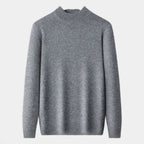 Merino Blend Half-Turtleneck Pullover Ribbed Knit for Men