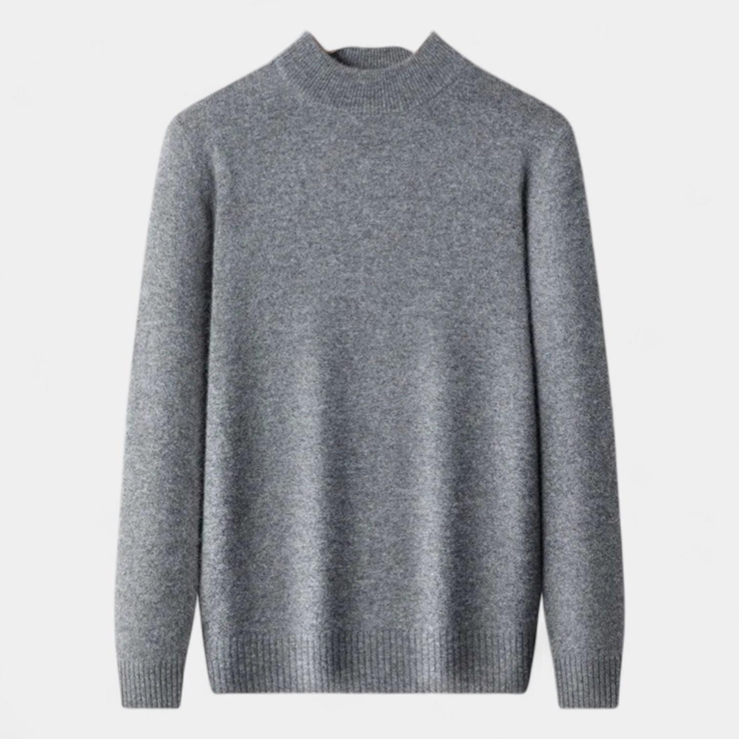 Merino Blend Half-Turtleneck Pullover Ribbed Knit for Men