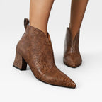 Women's Pointed-Toe Croc-Effect Ankle Boots