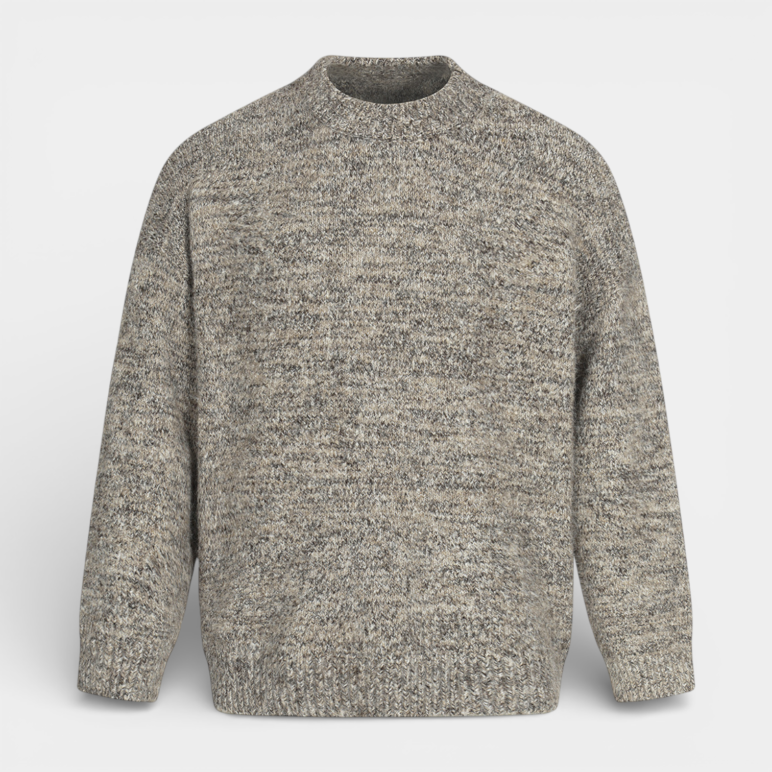 Relaxed Fit Fisherman Crewneck Knit Sweater for Men