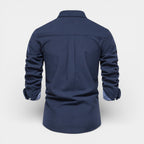 Long Sleeve Button-Up Shirt Contrast Cuff for Men