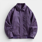 Collared Zip Jacket Suede-Touch Relaxed Fit for Men