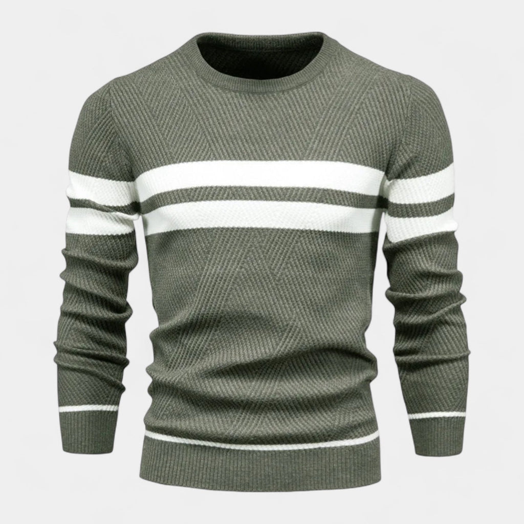 Striped Crewneck Pullover Sweater Slim Fit for Men
