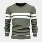 Striped Crewneck Pullover Sweater Slim Fit for Men