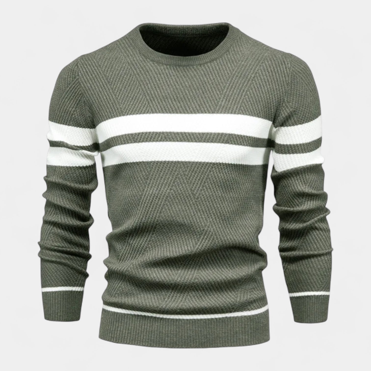 Striped Crewneck Pullover Sweater Slim Fit for Men