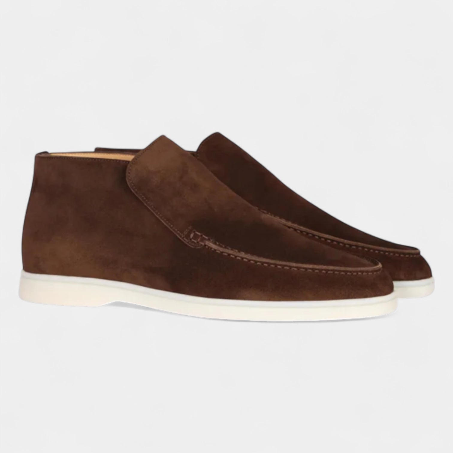 Suede High-Top Loafers Slip-On Rubber Sole for Men
